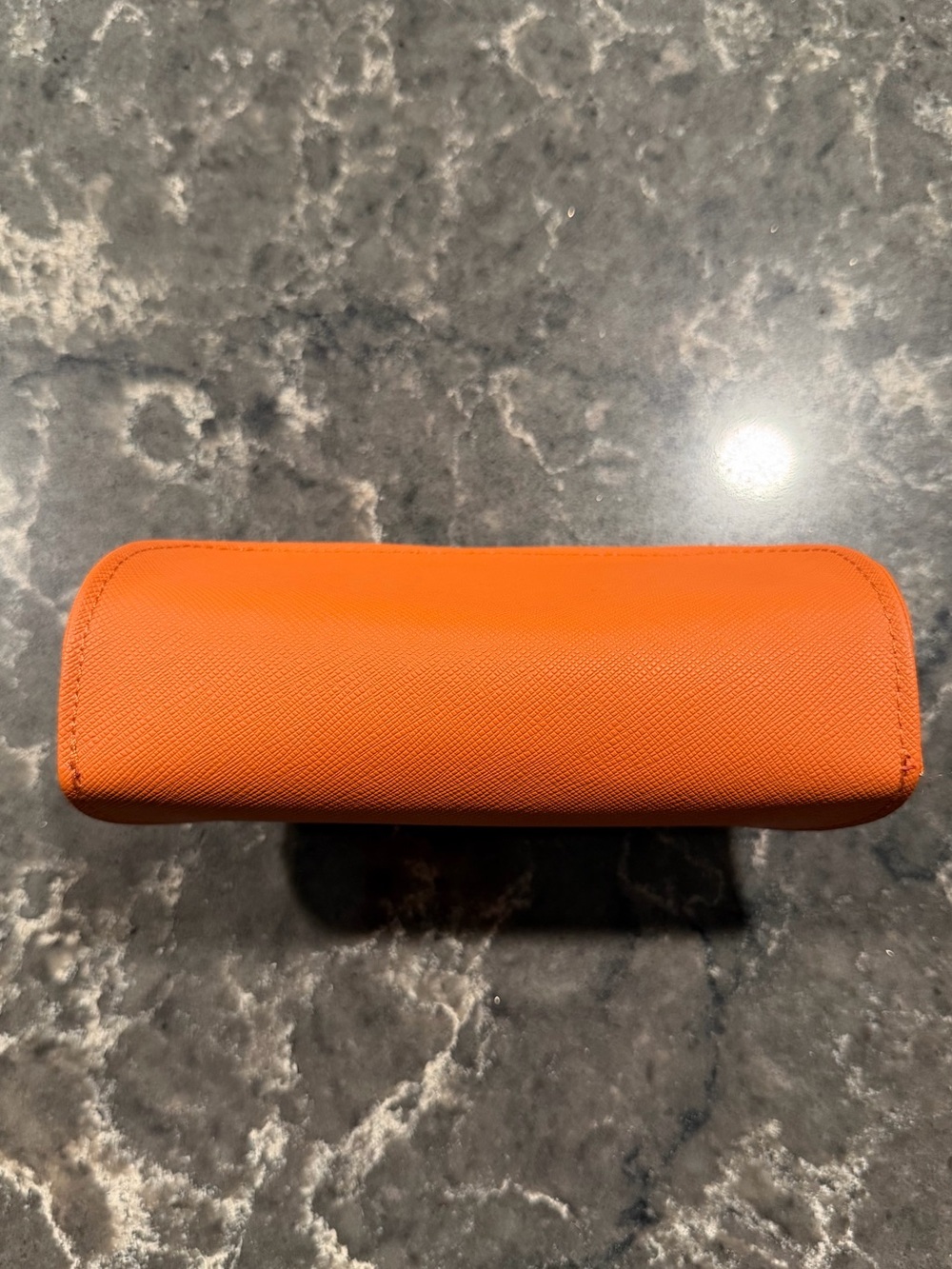 NWOT Tory Burch Sunglasses Case Faux Leather Textured Orange - Picture 3 of 6